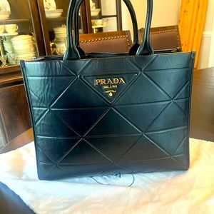 Large leather Prada Symbole bag top handle tote used perfect condition